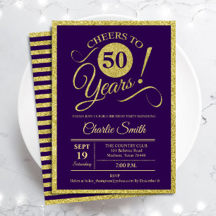 Invitation Fête du 50e anniversaire - Gold Purple N'IMPORTE Q
