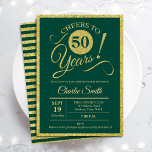 Invitation Fête du 50e anniversaire - N'IMPORTE QUEL AGE Gold<br><div class="desc">50e anniversaire invitation pour hommes ou femmes. Elégante carte invitation en vert avec fausse parties scintillant feuille or. Fonctionne police de script de typographie. Salut à 50 ans ! Peut être personnalisé dans n'importe quelle année. Parfait pour une célébration anniversaire adulte.</div>