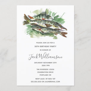 Invitation Fête du 50e anniversaire   Poisson d'aquarelle