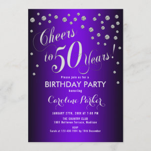 Invitation Fête du 50e anniversaire - Silver Purple