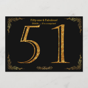 Invitation Fête du 51e anniversaire, styl Gatsby, parties sci