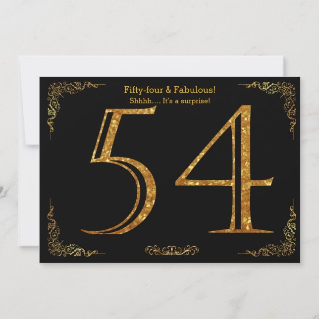 Invitation Fête du 54e anniversaire, Style Gatsby, parties sc (Devant)