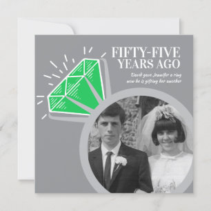Invitation Fête du 55e anniversaire bague émeraude deux photo