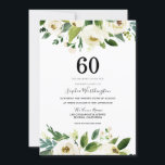 Invitation Fête du 60e anniversaire de la Botanique Blanche m<br><div class="desc">Botanique moderne Blanc floral 60e anniversaire Invitation de fête Voir la collection correspondante dans Niche et Nest Store</div>