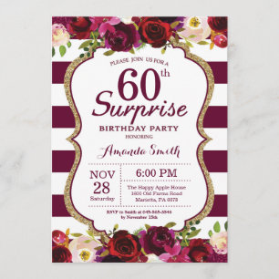 Invitation Fête du 60e anniversaire de la Surprise florale de