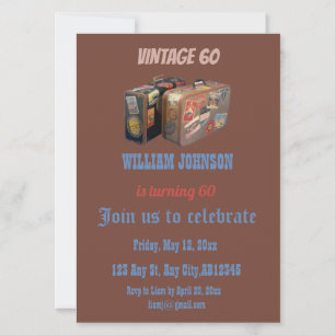Invitation Fête du 60e anniversaire de l'homme vintage