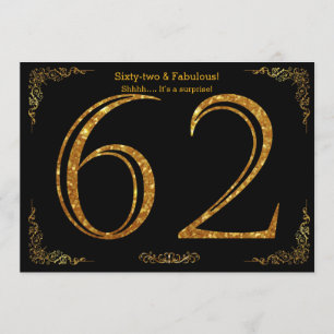 Invitation Fête du 62e anniversaire,Styl Gatsby,parties scint
