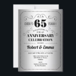 Invitation Fête du 65e anniversaire de mariage - Noir argenté<br><div class="desc">Invitation à la fête du 65e anniversaire de mariage. Carte d'invitation argent et noir. Parfait pour une célébration élégante. Peut être personnalisé pour n'importe quelle année.
Veuillez m'envoyer un message si vous avez besoin d'une personnalisation supplémentaire.</div>