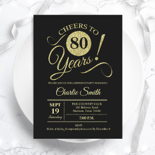 Invitation Fête du 80e anniversaire - Chalkboard Gold