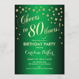 Invitation Fête du 80e anniversaire - Gold Green