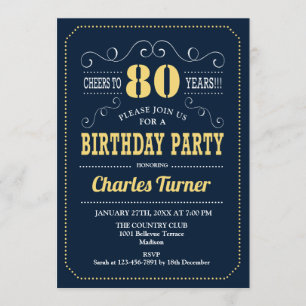 Invitation Fête du 80e anniversaire - Marine Gold