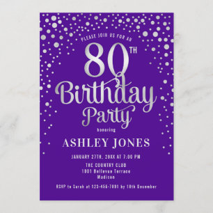 Invitation Fête du 80e anniversaire - Purple & Silver
