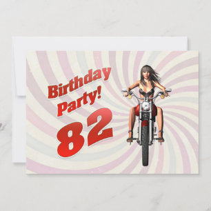 Invitation Fête du 82ème anniversaire avec une fille sur une 