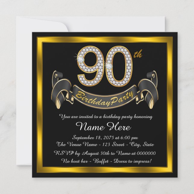 Invitation Fête du 90e anniversaire Black Gold (Devant)