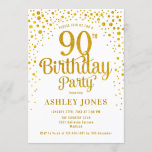 Invitation Fête du 90e anniversaire - Blanc & Or
