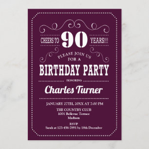 Invitation Fête du 90e anniversaire - Bourgogne Blanc