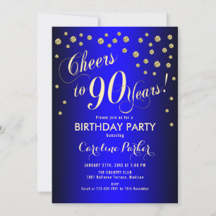Invitation Fête du 90e anniversaire - Gold Royal Blue