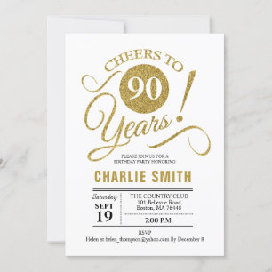 Invitation Fête du 90e anniversaire - Gold White