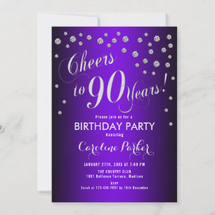 Invitation Fête du 90e anniversaire - Silver Purple