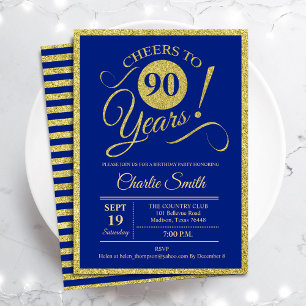 Invitation Fête du 90e anniversaire - TOUT AGE Royal Blue Gol