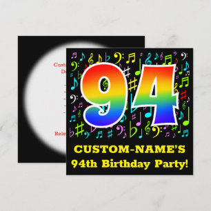 Invitation Fête du 94e anniversaire : Symboles de musique amu