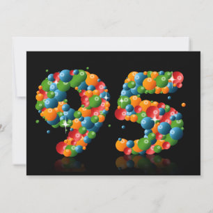 Invitation Fête du 95e anniversaire, avec bulles et balles