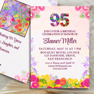 Invitation Fête du 95e anniversaire - Floral Blush Bloom 95