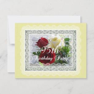 Invitation Fête du 95e anniversaire - Roses rouges/jaunes