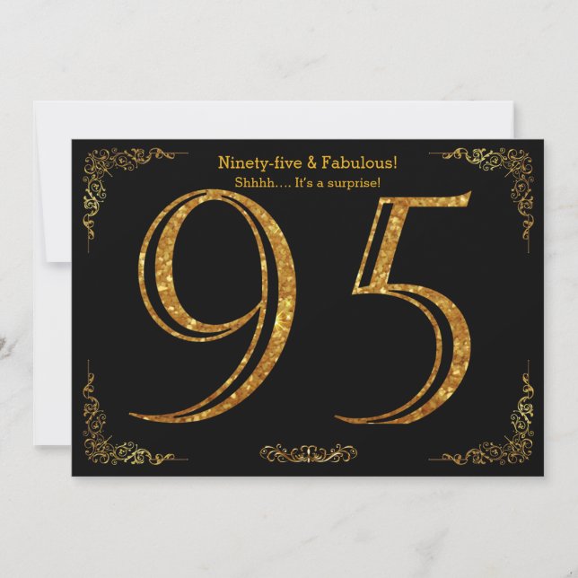 Invitation Fête du 95e anniversaire, styl Gatsby, parties sci (Devant)