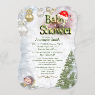 Invitation Fête du Baby shower de Noël