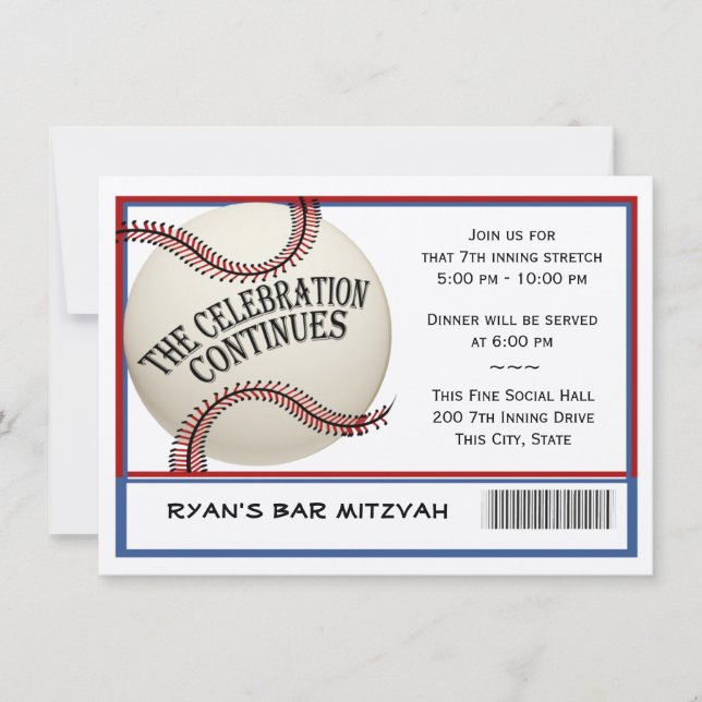 Invitation Fête du Baseball Bar Mitzvah (Devant)