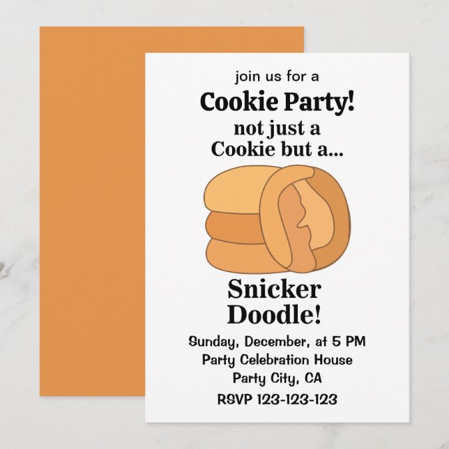 Invitation Fête du Biscuit Snickerdoodle (Devant / Derrière)