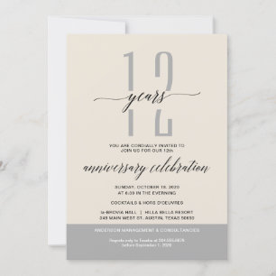 Invitation Fête du Business Anniversary Party, Crème Grey