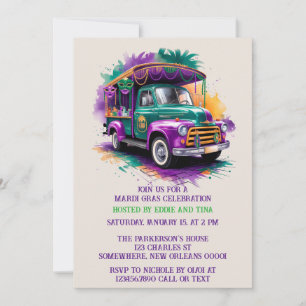 Invitation Fête du Camion vintage Mardi Gras