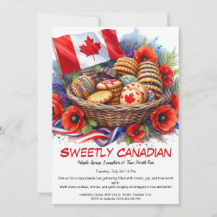Invitation Fête du Canada Cookies & Coquelicots Doux Canadien
