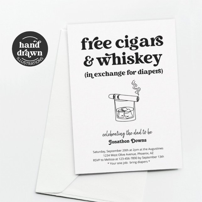 Invitation Fête du cigare, du whisky et des couches pour homm (Créateur téléchargé)