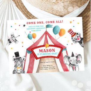 Invitation Fête du cirque Animaux Fête du carnaval Premier an