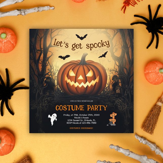 Invitation Fête du costume Citrouille d'Halloween (Halloween Pumpkin Costume Party Invitation)