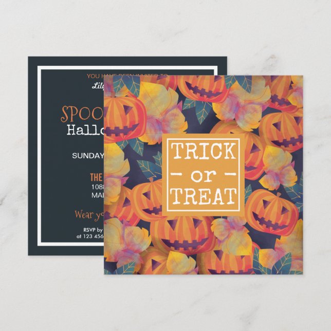 Invitation Fête du costume Citrouille d'Halloween | Invitatio (Devant / Derrière)