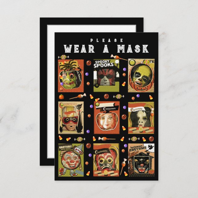 Invitation Fête du costume d'Halloween (Devant / Derrière)