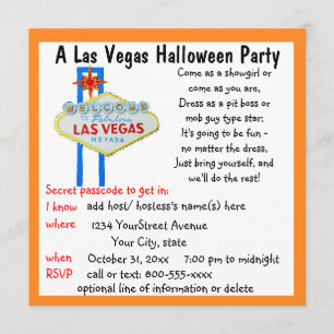 Invitation Fête du costume d'Halloween de Las Vegas