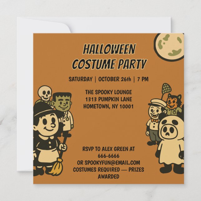 Invitation Fête du costume d'Halloween monstre ironique (Devant)