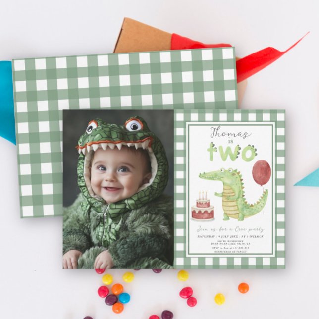 Invitation Fête du crocodile | Joyeux anniversaire au crocodi (Créateur téléchargé)