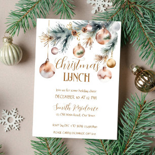 Invitation Fête du déjeuner de Noël aquarelle de boho de neig