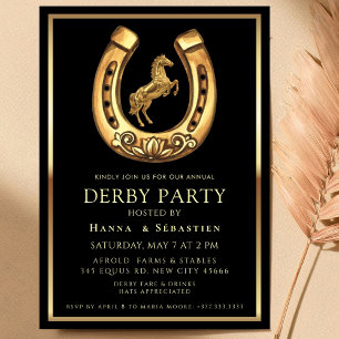 Invitation fête du Derby de cheval en or Équestre