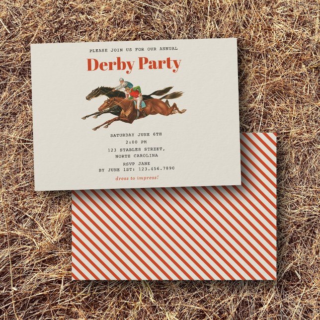 Invitation Fête du Derby de chevaux de course Anniversaire Éq (Race Horse Derby Party Equestrian Racing Birthday Invitation)