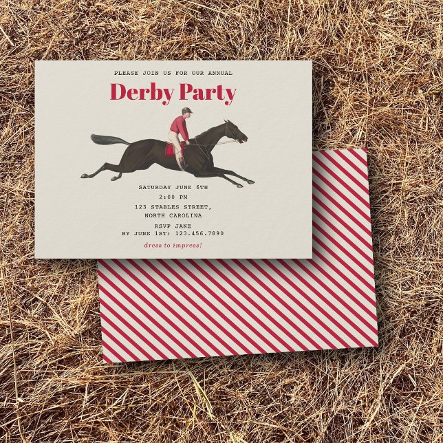 Invitation Fête du Derby de chevaux de course Anniversaire Éq (Race Horse Derby Party Equestrian Racing Birthday Invitation)