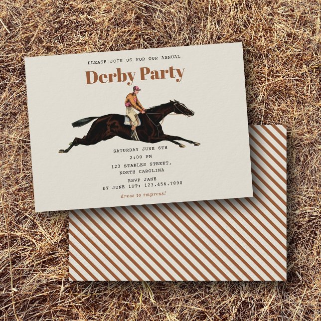 Invitation Fête du Derby de chevaux de course Anniversaire Éq (Race Horse Derby Party Equestrian Racing Birthday Invitation)