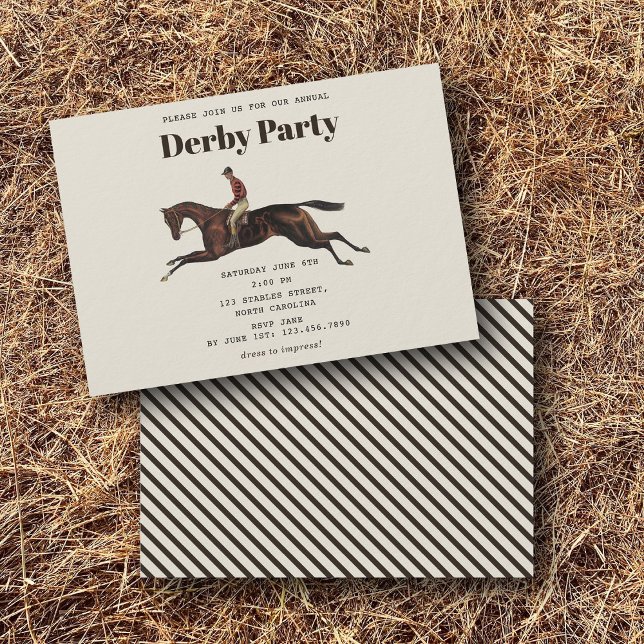 Invitation Fête du Derby de chevaux de course Anniversaire Éq (Race Horse Derby Party Equestrian Racing Birthday Invitation)
