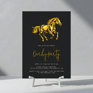 Invitation Fête du Derby de chevaux Élégant Noir et Or